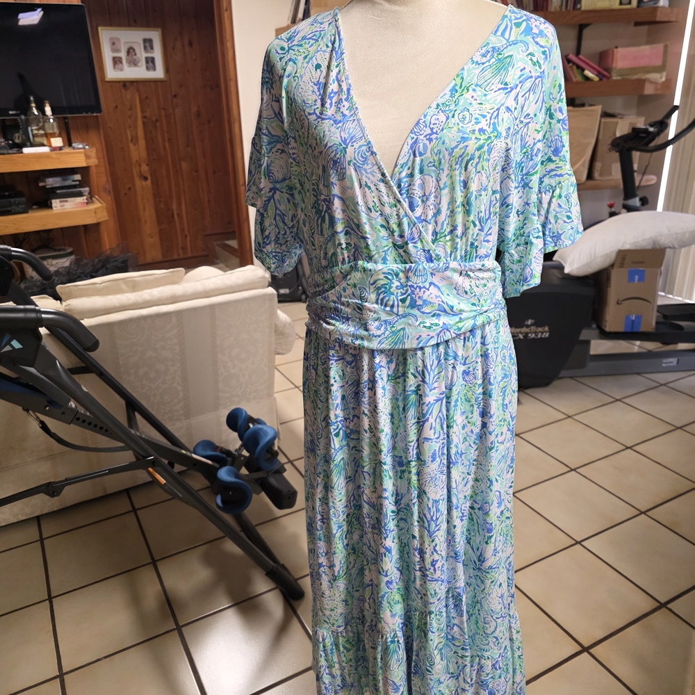 Lilly Pulitzer Blue and Green Patterned Dress